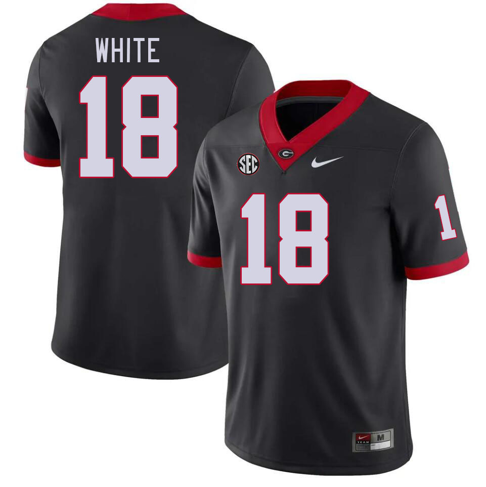 Men #18 Sacovie White Georgia Bulldogs College Football Jerseys Stitched-Black